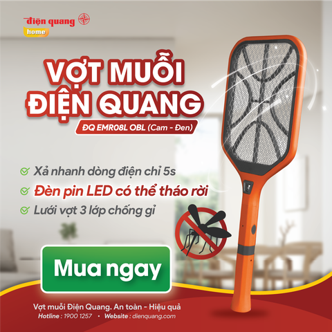 Vợt muỗi đèn pin có thể tháo rời Điện Quang EMR08LOBL