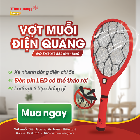 Vợt muỗi đèn pin có thể tháo rời Điện Quang EMR07LRBL