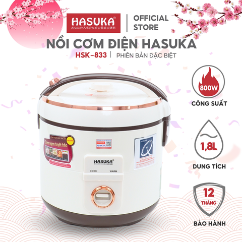 NỒI CƠM ĐIỆN HASUKA DUNG TÍCH 1.8 LÍT HSK-833