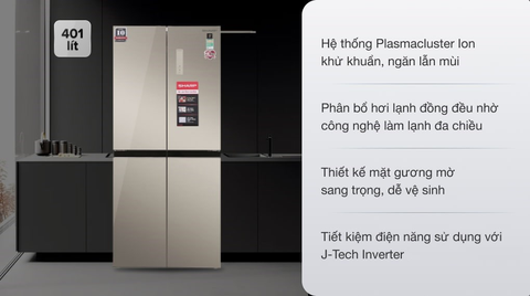 Tủ lạnh Sharp Inverter 401 lít Multi Door SJ-FXP480VG-CH