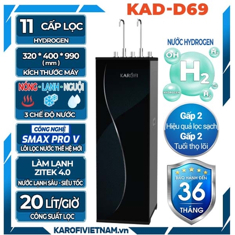 Máy lọc nước 3 chế độ nóng lạnh Karofi KAD-D69 (11 lõi lọc)