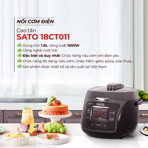 Nồi cơm điện cao tần Sato 18CT011 1.8L