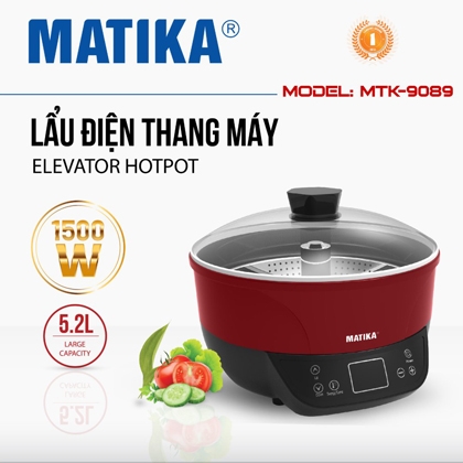 NỒI LẨU ĐIỆN THANG MÁY MATIKA MTK-9089 (5L) ĐA CHỨC NĂNG NẤU, NÂNG HẠ THỰC PHẨM THÔNG MINH