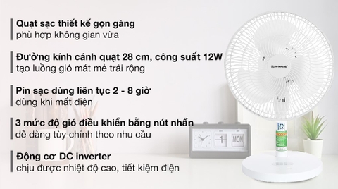 Quạt sạc điện Sunhouse SHD7115