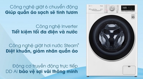 Máy giặt cửa ngang sấy LG Inverter 8.5 kg FV1408G4W