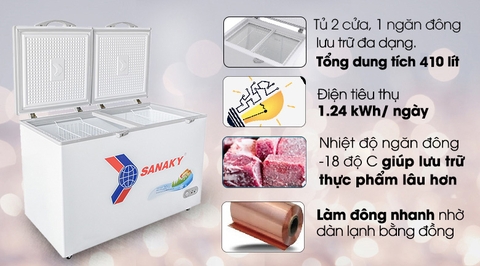 Tủ đông Sanaky 560 lít VH 5699HY 1 ngăn 2 cửa
