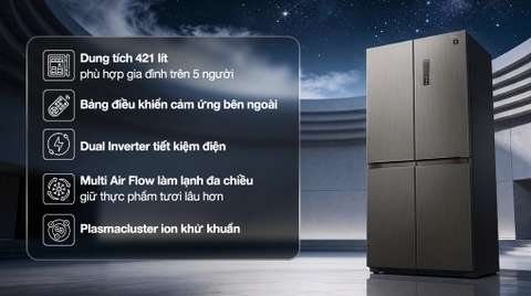 Tủ lạnh Sharp Inverter Multi Door 421 lít SJ-FXP510V-MG