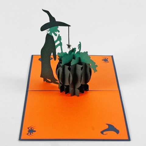 Thiệp nổi vạc đựng linh hồn cho ngày halloween