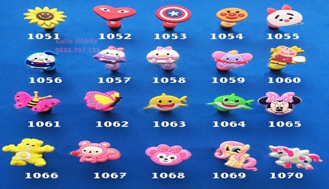 Sticker nút gắn dép Jibbitz cho giày dép Crocs - Loại lò xo có đèn 2D 18k