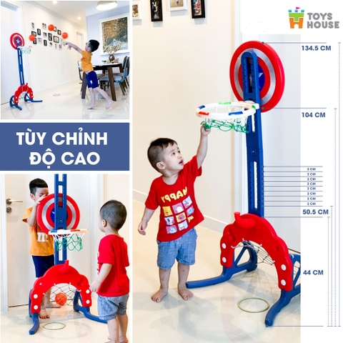 Bộ đồ chơi thể thao đa năng cho bé: Bóng đá, ném vòng, bóng rổ hình khiên Toys House WM19041 màu đỏ