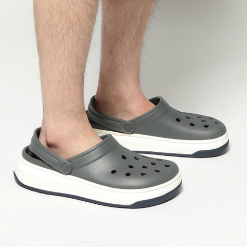 Dép cá sấu Crocs Band Force màu xám viền trắng đế đen