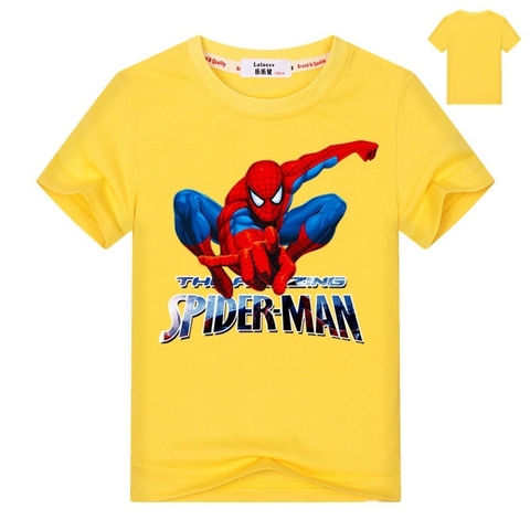 Áo thun bé trai người nhện Spiderman màu vàng