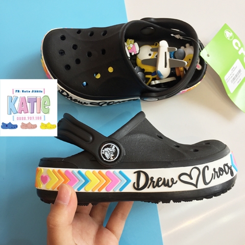 Dép cá sấu Crocs cho bé DREW màu đen