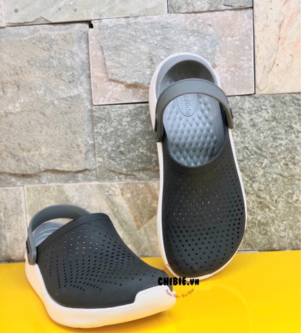 Giày Crocs LiteRide màu Đen đế Trắng (lót Xám)