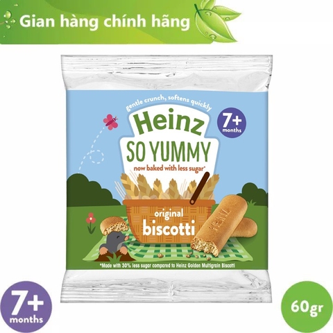 Bánh Quy Ăn Dặm Biscotti Vị Original truyền thống Heinz Cho Bé 60g (Ít Đường)