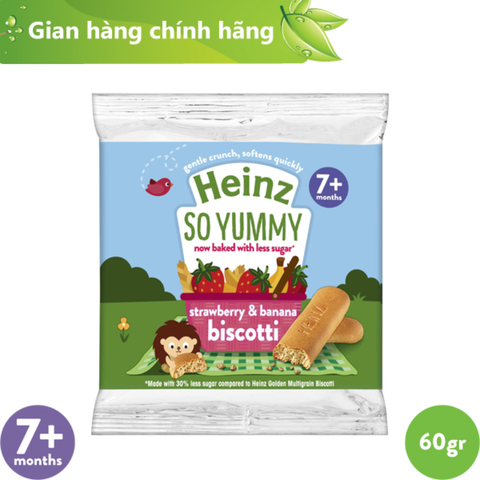 Bánh Quy Ăn Dặm Biscotti Vị Dâu Và Chuối HEINZ 60g (Ít Đường)
