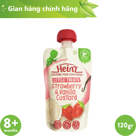 Túi váng sữa Úc trái cây nghiền Custard Dâu Và Vani HEINZ Cho Bé - 120g