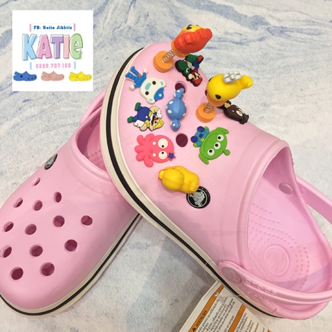 Dép cá sấu Crocs Band màu Hồng nhạt đế viền đen