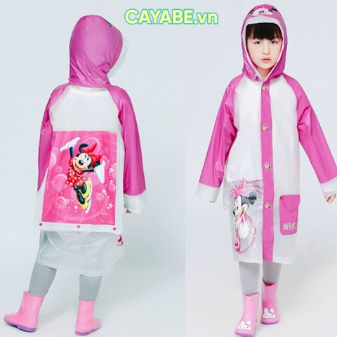 Áo mưa trẻ em hoạt hình Disney chuột Minnie cho bé màu hồng đậm