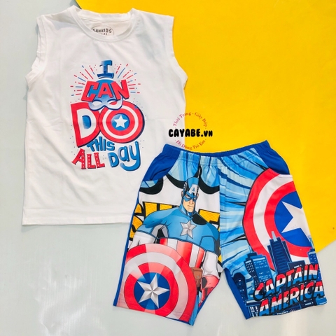 Đồ bộ bé trai ba lỗ đội trưởng Mỹ Captain America