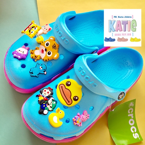 Dép sục cá sấu Crocs Duet Sport màu Xanh dương đế Hồng