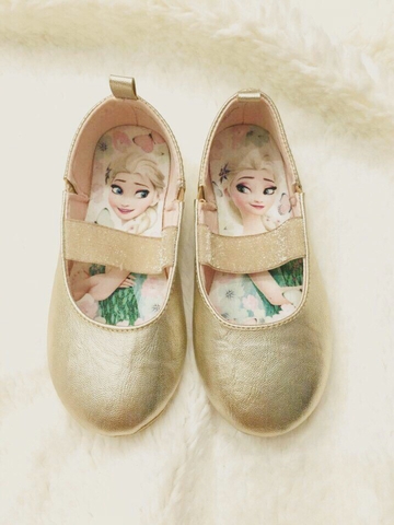 Giày búp bê bé gái màu vàng đồng Elsa
