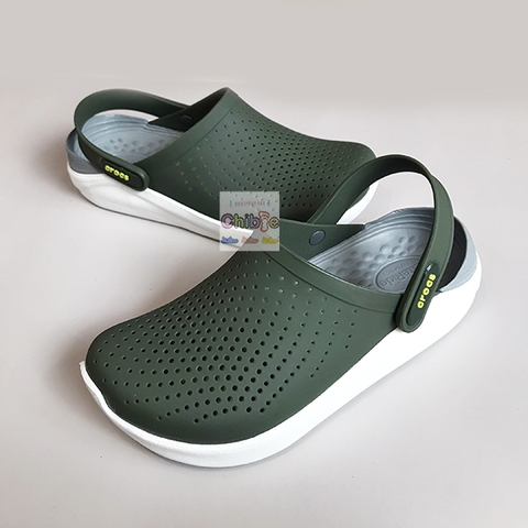 Giày Crocs LiteRide màu xanh rêu đế trắng lót xám