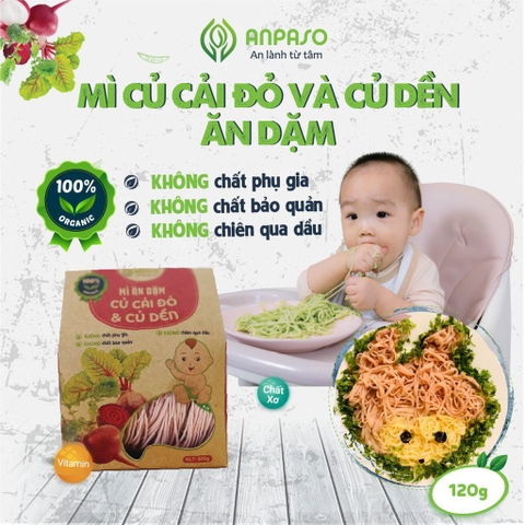 Mì ăn dặm hữu cơ cho bé củ cải đỏ và củ dền Organic Anpaso 120g