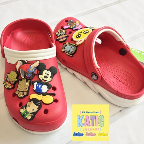 Dép cá sấu Crocs Duet Max màu Đỏ đế Trắng