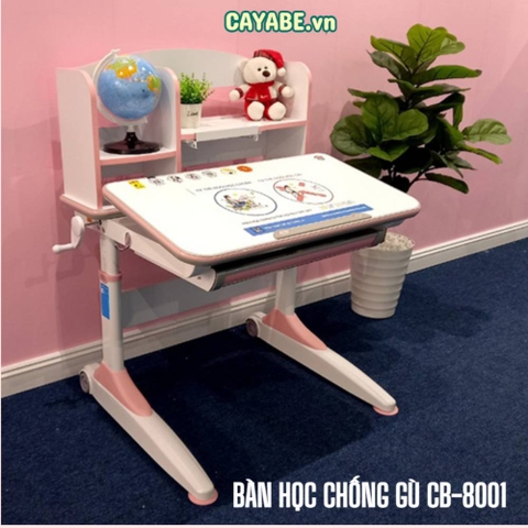 Bàn học thông minh chống gù, chống cận cho trẻ em màu hồng CAYABE CB-8001