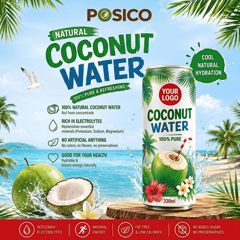 Canned coconut water (Aluminum can 250ml / 330ml / 500ml) - OEM / Private Label