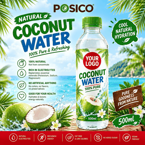 Coconut water in plastic bottles (250ml / 330ml / 500ml / 1 Liter) - OEM / Private Label