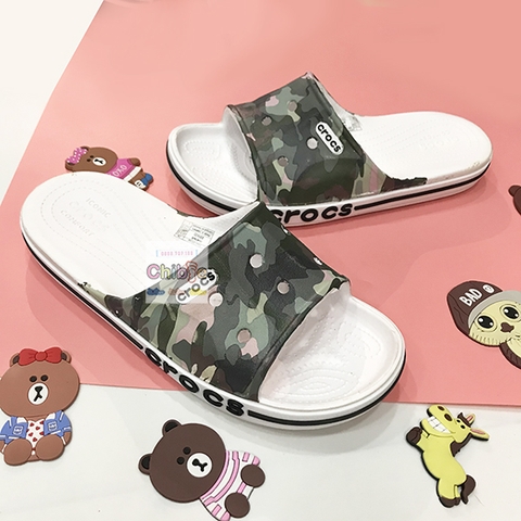 Dép cá sấu Crocs Baya quai ngang trắng CAMO xanh rêu