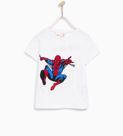Áo thun bé trai hình Spiderman your Hero màu trắng