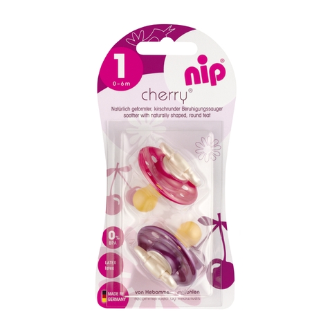 TY NGẬM ĐẦU TRÒN NIP CỦA ĐỨC CHERRY BẰNG CAO SU (0-6 THÁNG) - BỘ 2 CHIẾC