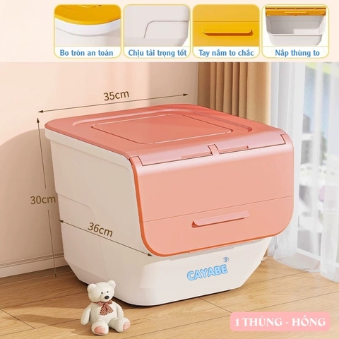 Thùng đựng đồ chơi cho bé, thùng nhựa đựng quần áo, đồ dùng đa năng FINLEY (size lớn 35x36x30cm)