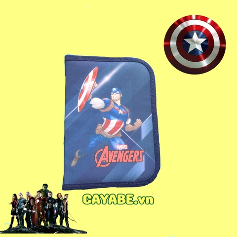 Hộp bút Bebé siêu anh hùng Marvel - Chiến binh Captain America dũng cảm (tặng kèm set bút chì màu)