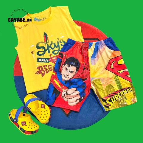 ĐỒ BỘ BÉ TRAI BA LỖ SIÊU NHÂN SUPERMAN MÀU VÀNG