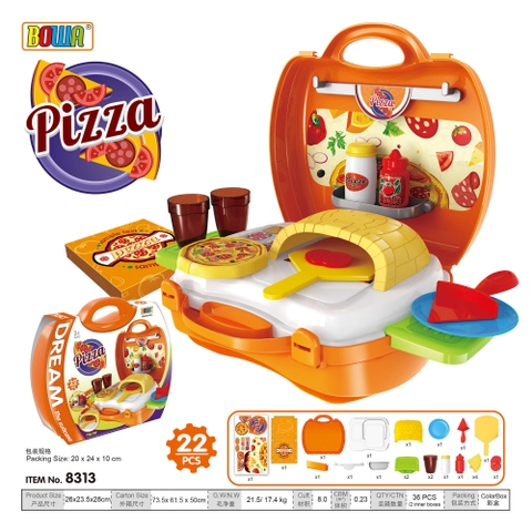 Bộ đồ chơi nhập vai BOWA - Vali làm pizza 22 món mã 8313