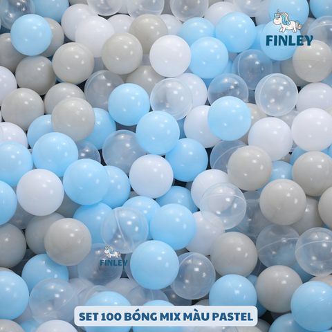 Set 100 bóng nhựa FINLEY cao cấp màu xám - xanh - trắng - trong FL-0058 (Size 5,5cm)
