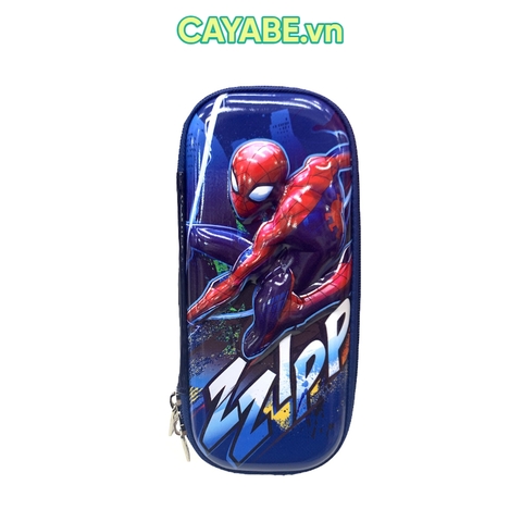 Hộp đựng bút học sinh CAYABE EVA in hoạt hình 3D nổi người nhện Spiderman xanh