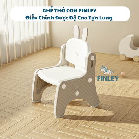 Ghế nhựa cho bé mầm non FINLEY hình thỏ con Rabbit cho bé ngồi học, vẽ, ăn và chơi màu trắng xám - FL-0043