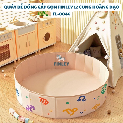 Quây bể bóng - nhà banh cho bé FINLEY gấp gọn hoạt hình 12 cung hoàng đạo màu kem - FL-0046 (Size 120cm)