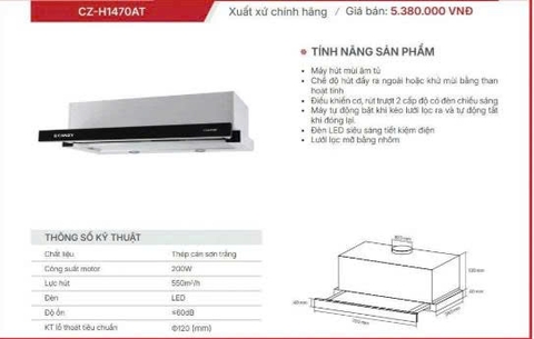 Máy hút mùi Canzy CZ-H1470AT