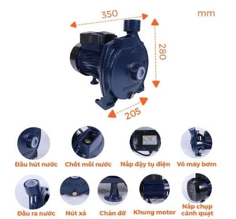 Máy bơm nước Nanoco dòng bơm ly tâm model NCP750