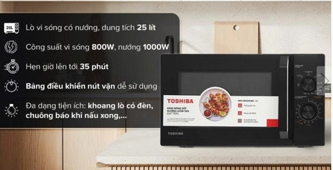 Lò vi sóng có nướng Toshiba MW3-MG25PE(BK) 25 lít