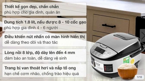 Nồi cơm điện tử Toshiba 1.8 lít RC-18DR2PV(K)