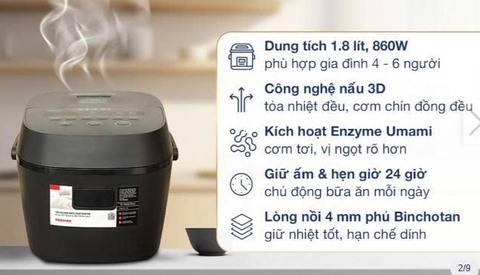 Nồi cơm điện tử Toshiba 1.8 lít RC-18DR5UVN(H)