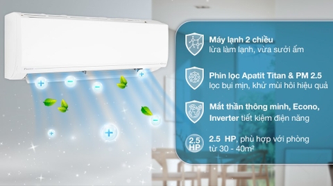 Máy lạnh 2 chiều Daikin Inverter 2.5 HP FTHF60VVMV