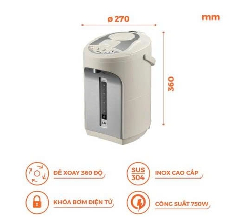 Bình thủy điện Nanoco model NETF320 dung tích 3.2L (Công suất 750W)